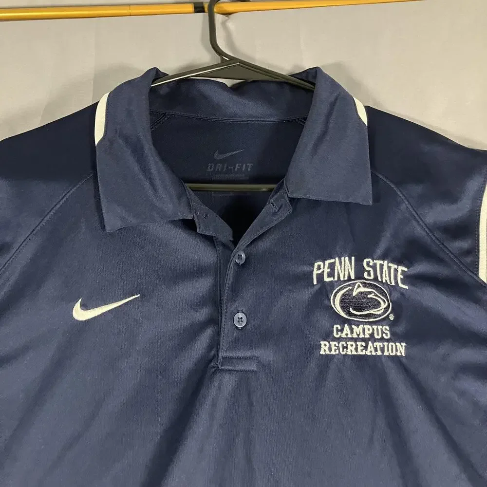 Penn State Nittany‎ Lions Polo Shirt Mens Large Nike Dri-FIT NCAA College Navy